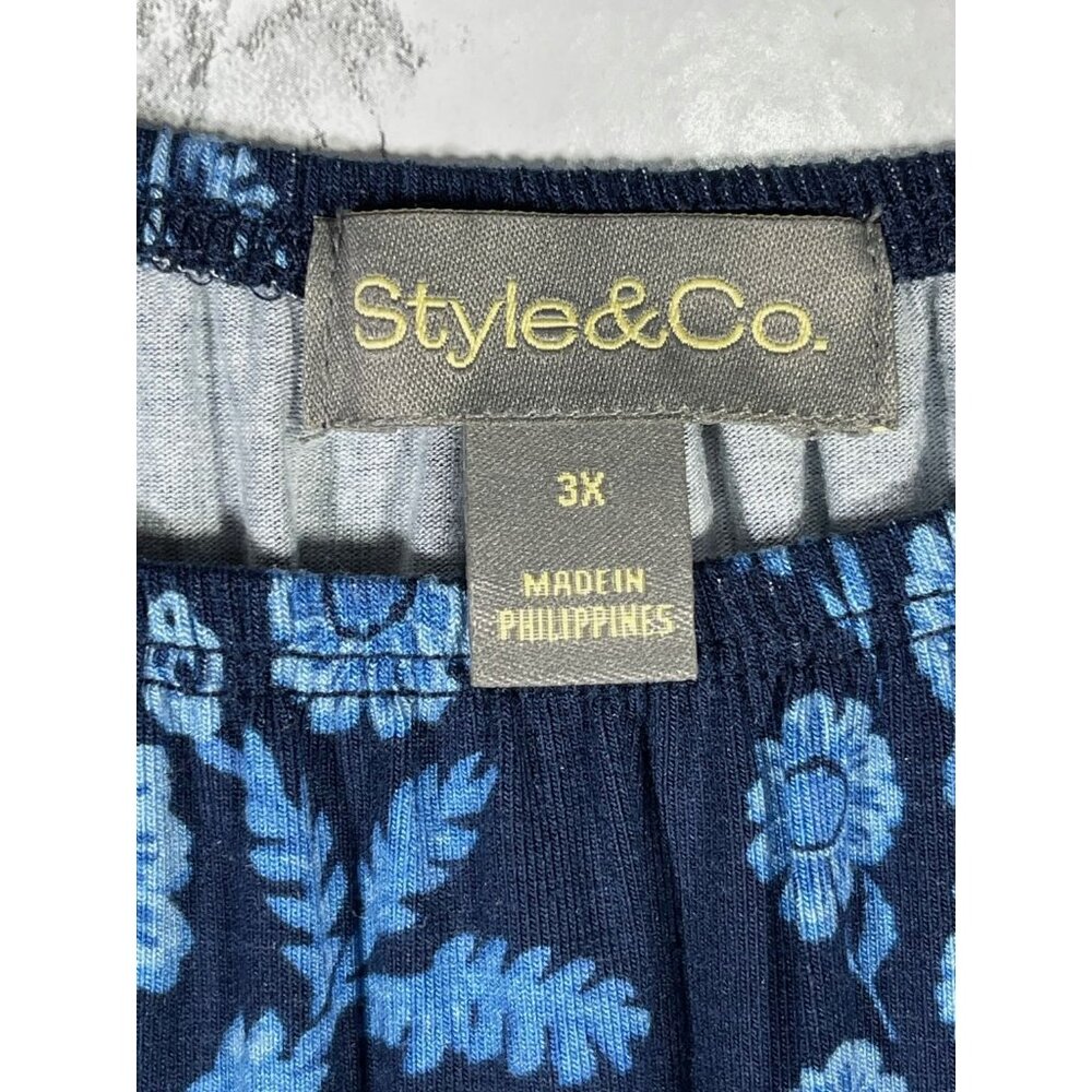 Style & Co Blue Floral Blouse with Ruffle Sleeves Size 3X - Picture 7 of 7